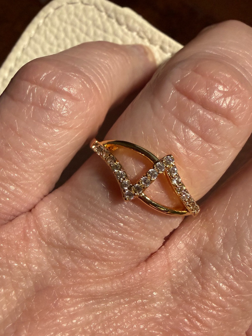 Pretty Bird Jewelry Gold-Plated CZ Wave Ring - size 8